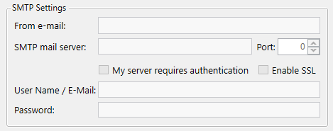 SMTP configuration fields