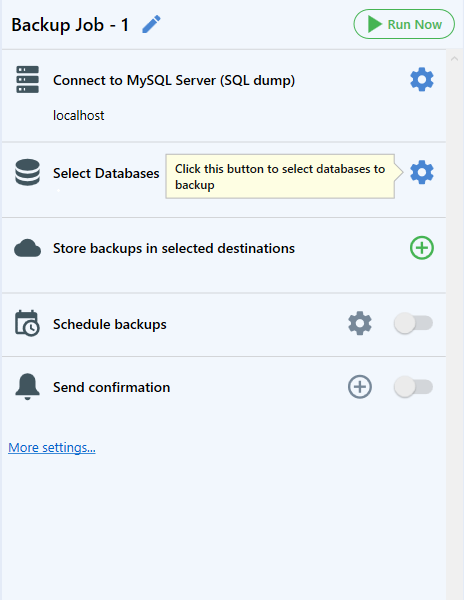 Select databases to backup - 1 / 3