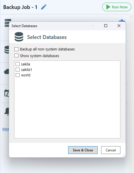 Select databases to backup - 2 / 3