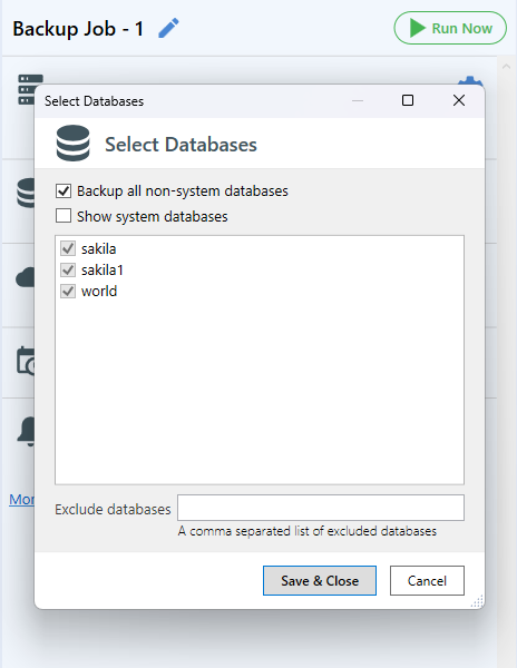 Select databases to backup - 3 / 3