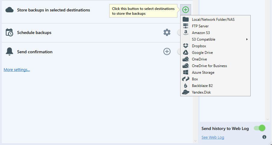 Choose destination for your backups — 2 / 6
