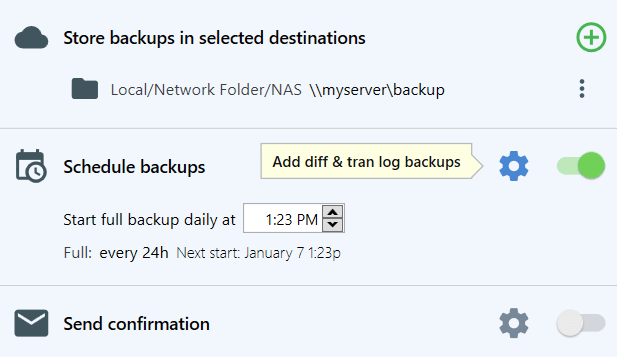 sql backup schedule