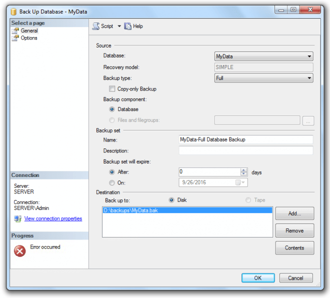 Cannot use the backup file because it was originally formatted with ...