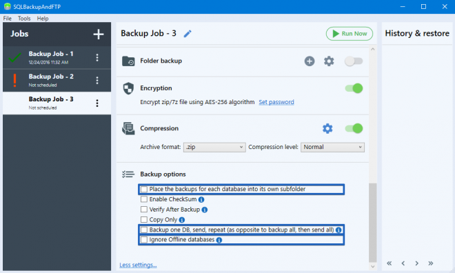 SQLBackupAndFT Backup Option