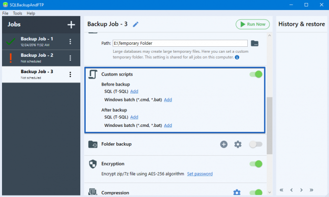 SQLBackupAndFTP Custom Scripts