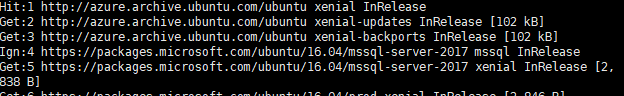List after update AZURE SQL on Ubuntu