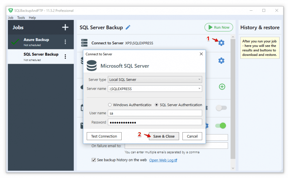 backblaze: connect to sql server