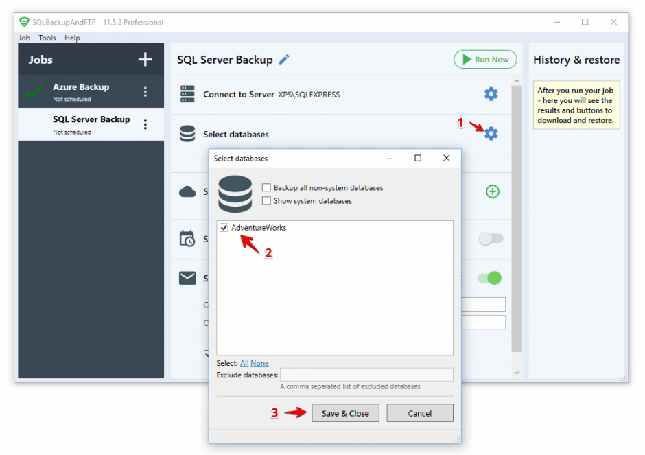 backblaze: select sql database