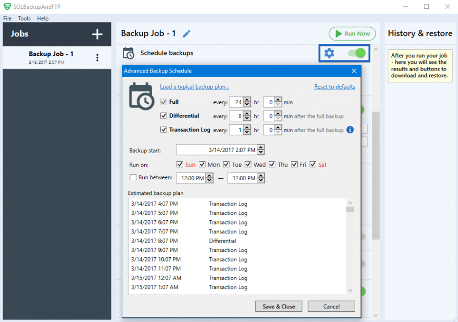 database backup schedule