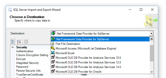 SSMS select providers