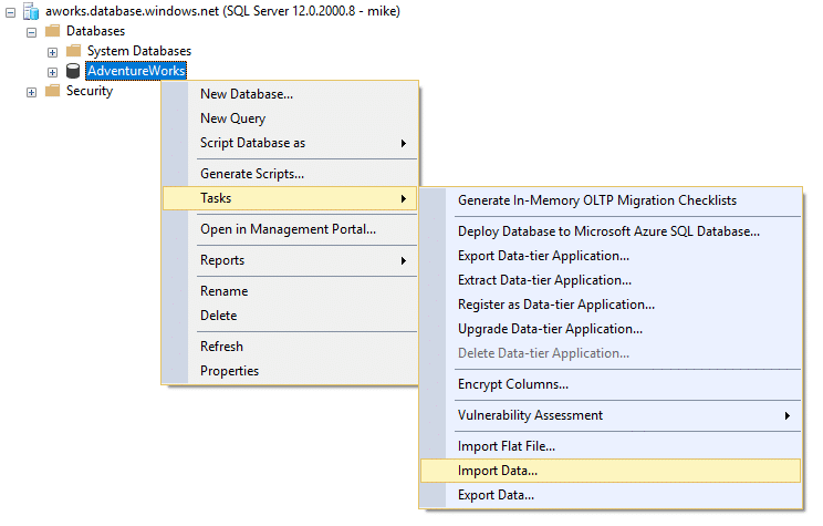 SSMS import data wizard