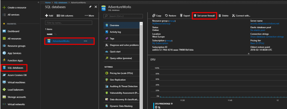 Set Firewall in Azure