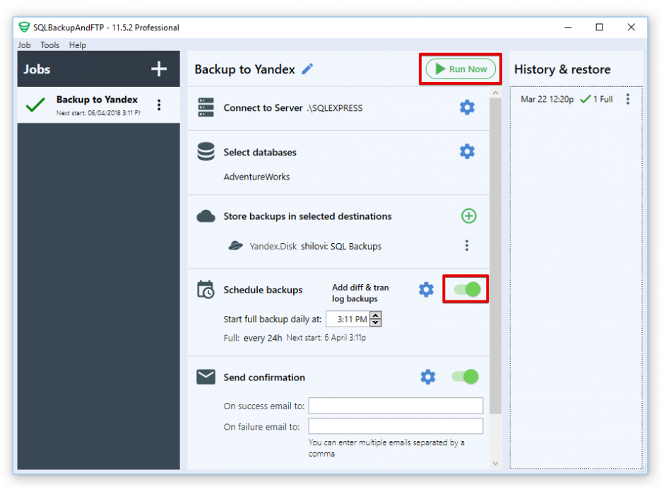 How to backup sql server to yandex disk sqlbackupandftp s blog