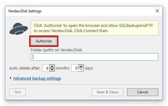 yandex disk authorization