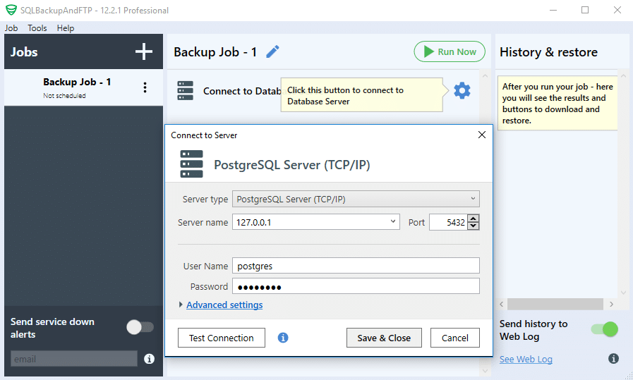 connect to postgres db sqlpro