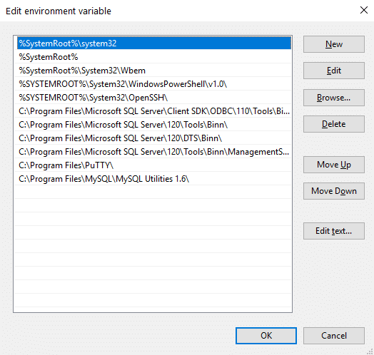 Setting Windows PATH for Postgres tools edit Path variables