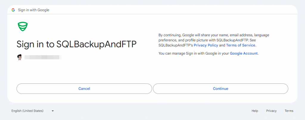 Google Drive - SQLBackupAndFTP Documentation